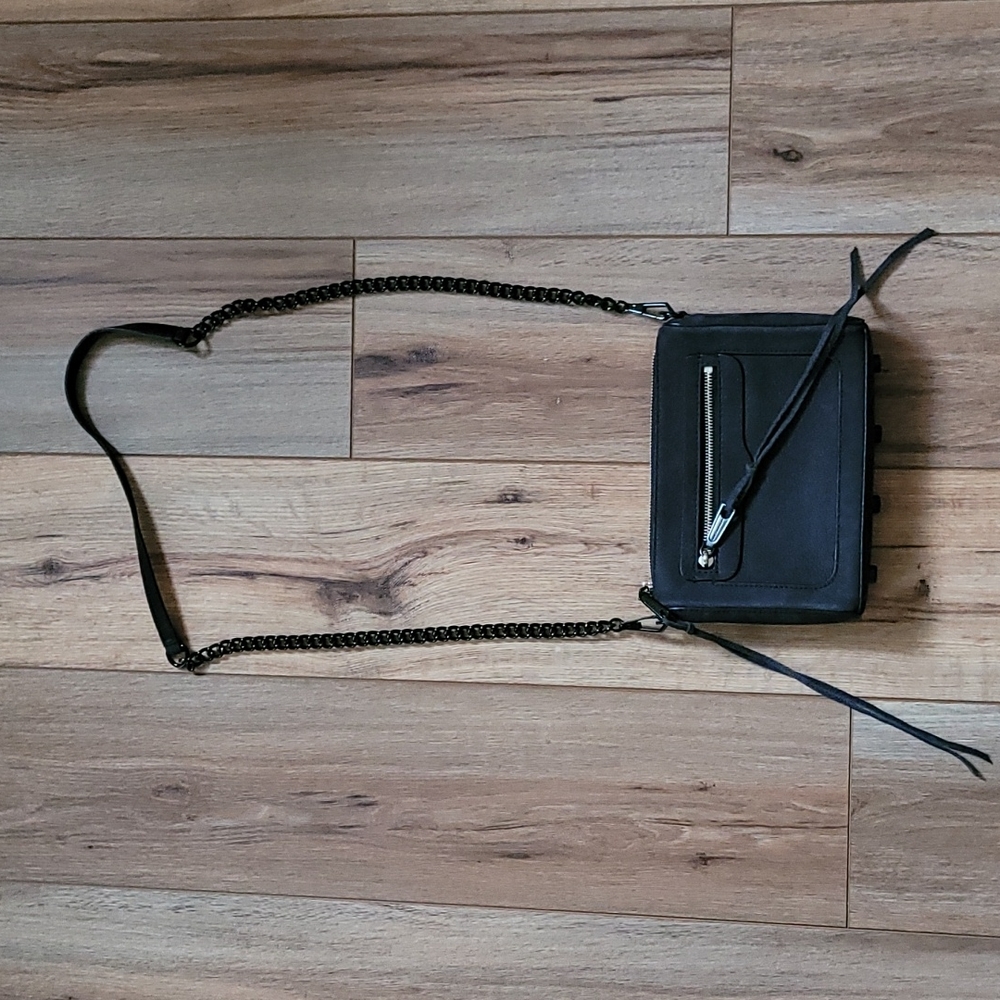 Rebecca Minkoff Avery Crossbody Bag, Black, Suede, Chain Strap
